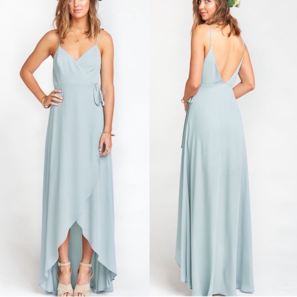 NWT Show Me Your MuMu Mariah Wrap Dress in Silver Sage Crisp - Picture 2 of 8